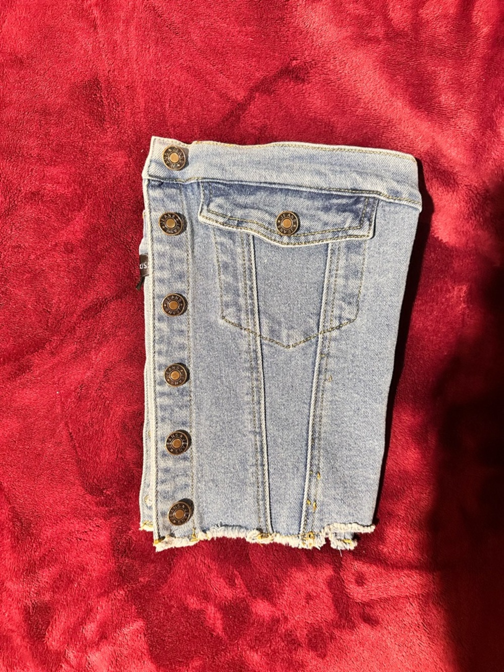 Denim Button-Front Tube Top - Light Blue - Picture 2 of 3